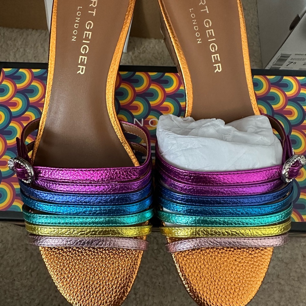 Never Worn Kurt Geiger Rainbow Metallic Sandals